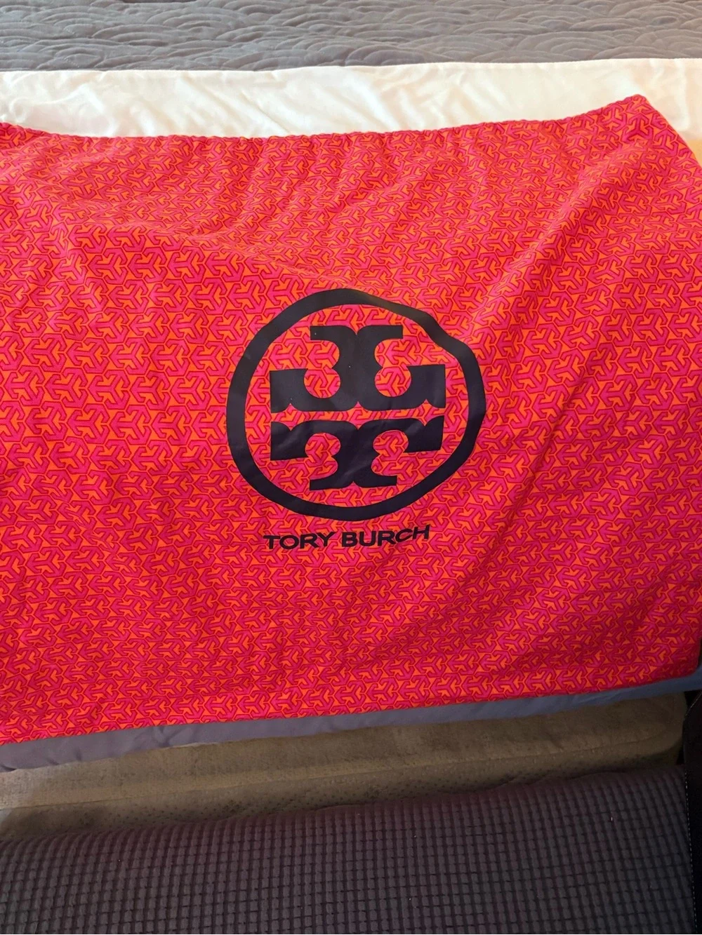 Tory Burch Black Perforated Logo Pebbled Leather Tote